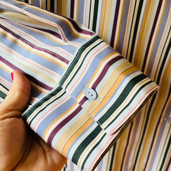 Faithfull The Brand Sz M Oversized Organic Cotton Striped Dress Shirt Blouse - Picture 7 of 12